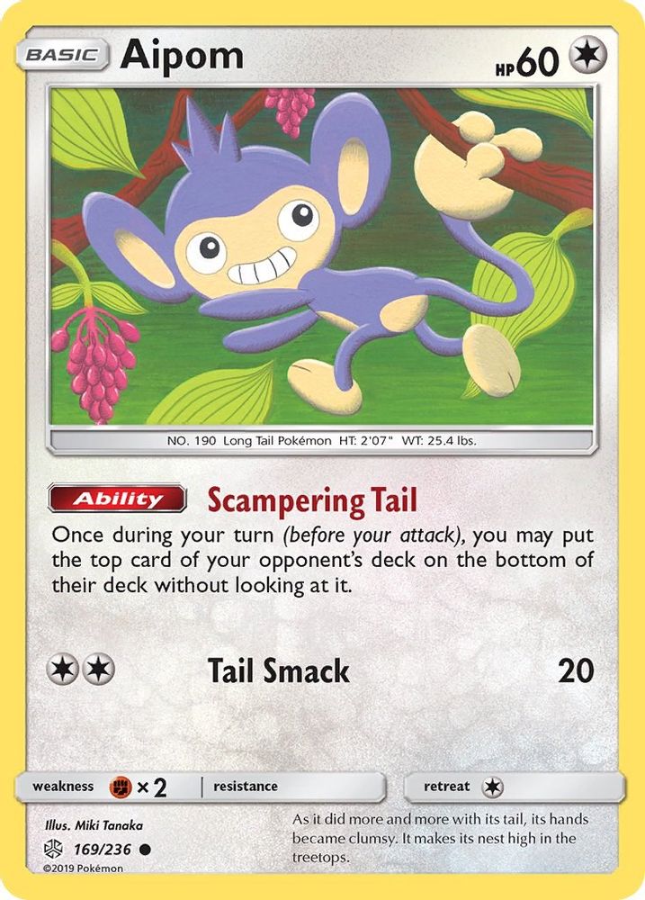 Aipom 169 - Reverse Holofoil SM Cosmic Eclipse - Common