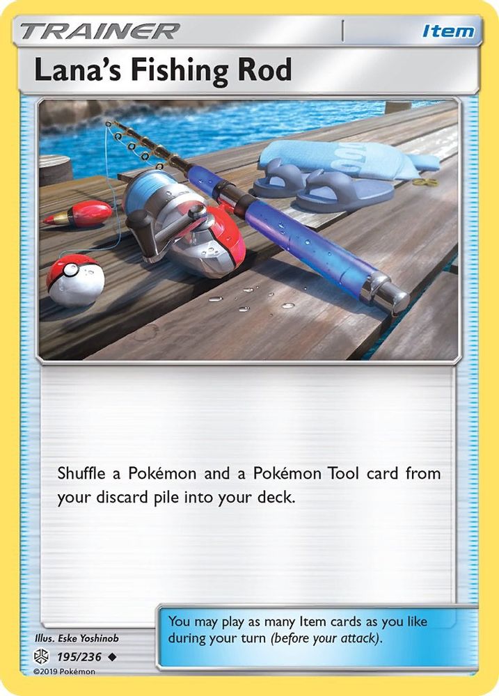 Lana's Fishing Rod 195 - Reverse Holofoil SM Cosmic Eclipse - Uncommon