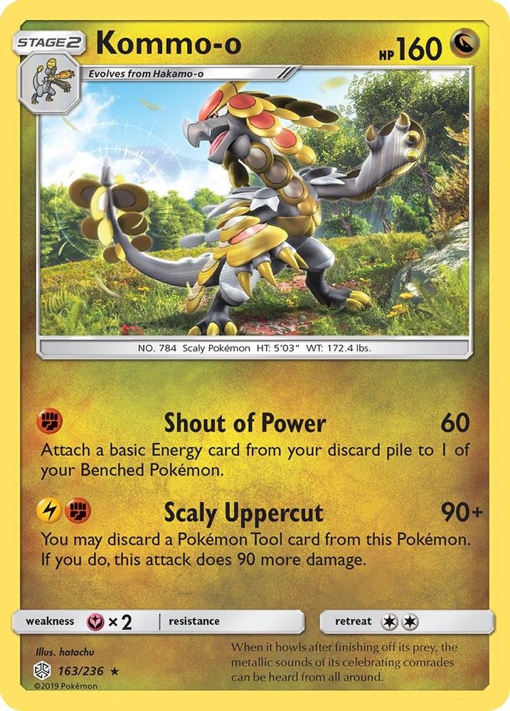 Kommo-o 163 - Reverse Holofoil SM Cosmic Eclipse - Holo Rare