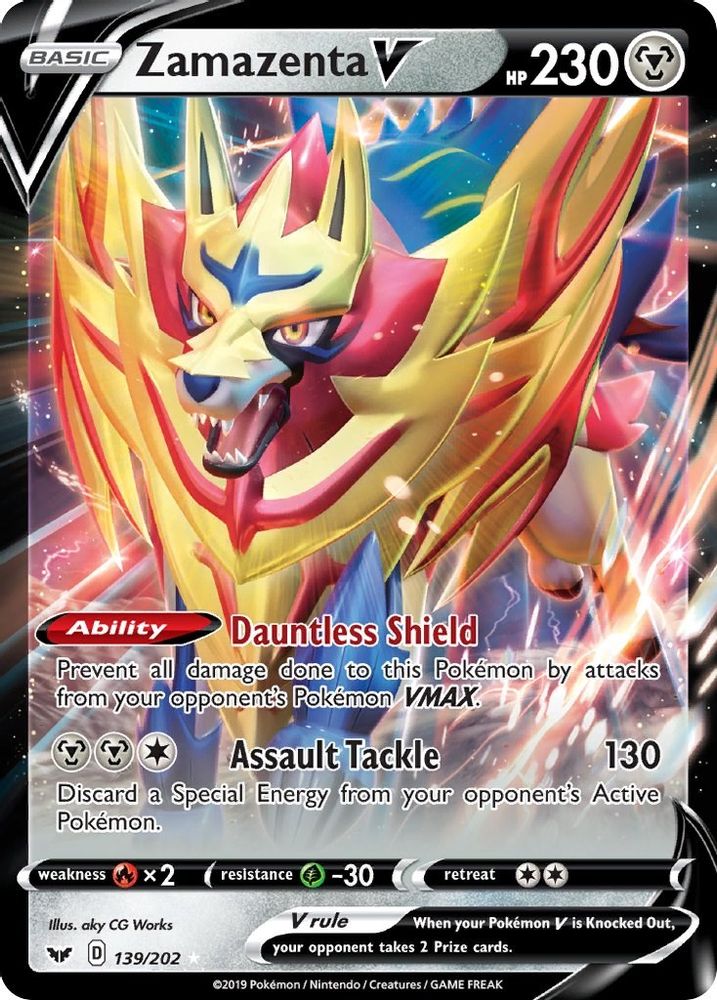 Zamazenta V 139 - Holofoil SWSH01 Sword & Shield Base Set - Ultra Rare
