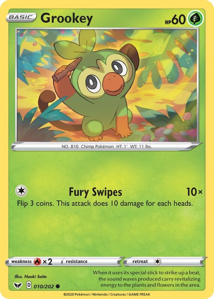 Grookey (010) (010) 010 SWSH01 Sword & Shield Base Set - Common