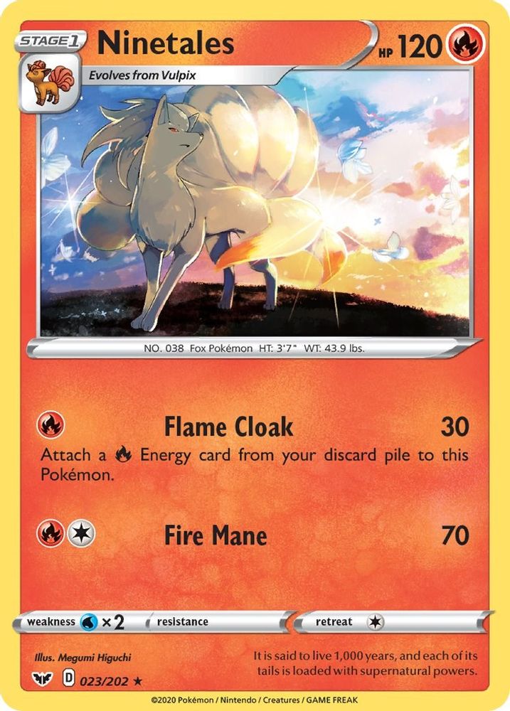 Ninetales 023 - Reverse Holofoil SWSH01 Sword & Shield Base Set - Rare