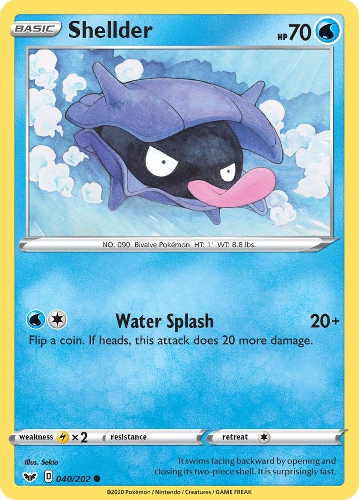 Shellder 040 - Reverse Holofoil SWSH01 Sword & Shield Base Set - Common