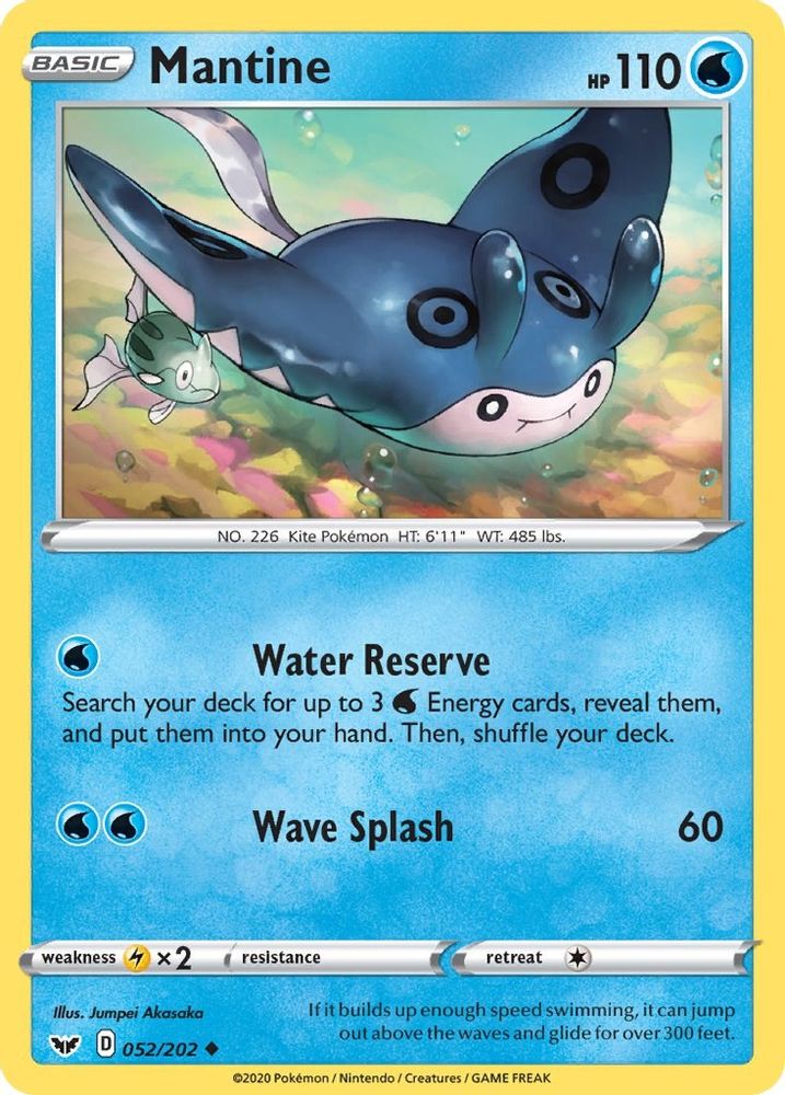 Mantine 052 - Reverse Holofoil SWSH01 Sword & Shield Base Set - Uncommon