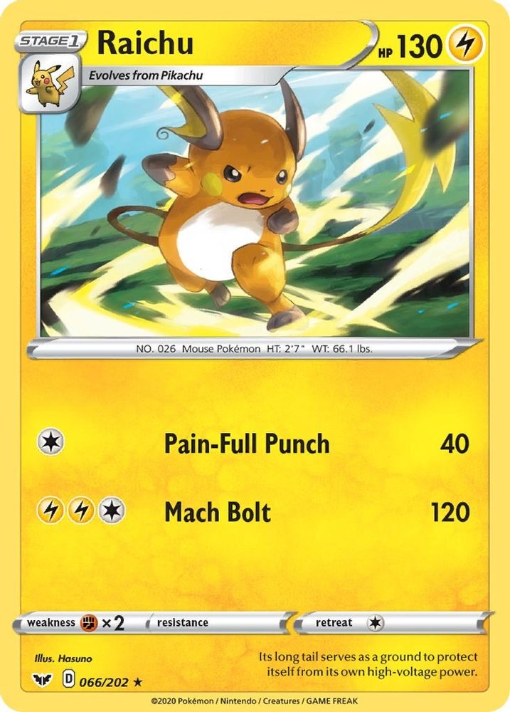 Raichu 066 SWSH01 Sword & Shield Base Set - Rare