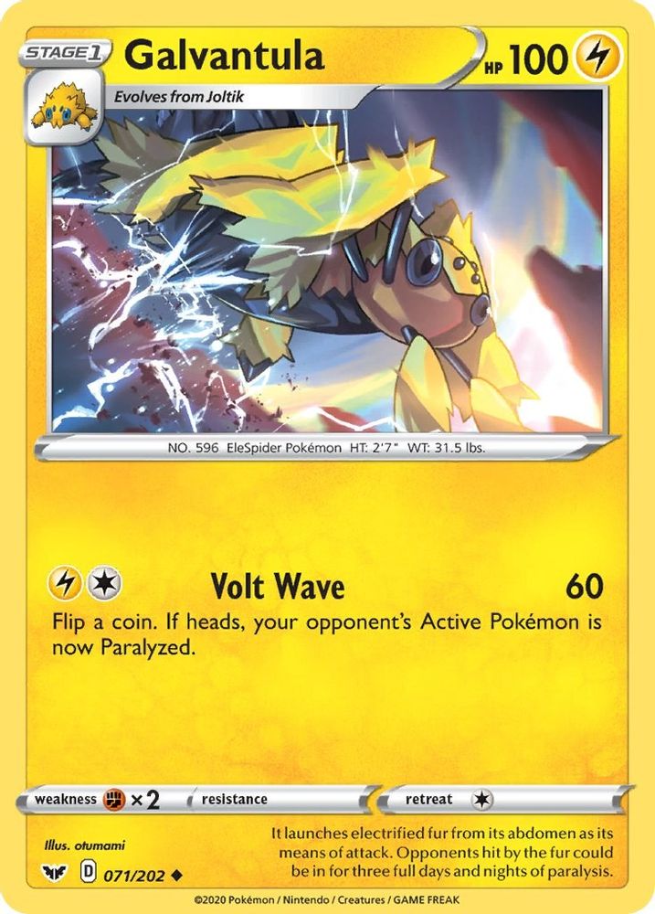 Galvantula 071 - Reverse Holofoil SWSH01 Sword & Shield Base Set - Uncommon