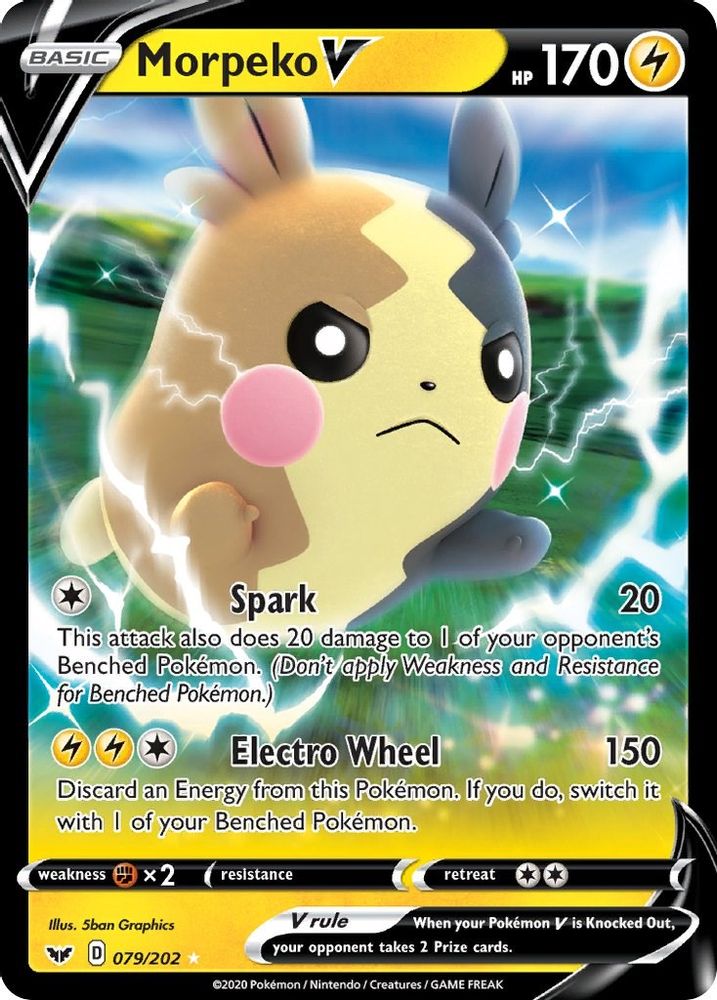 Morpeko V 079 - Holofoil SWSH01 Sword & Shield Base Set - Ultra Rare