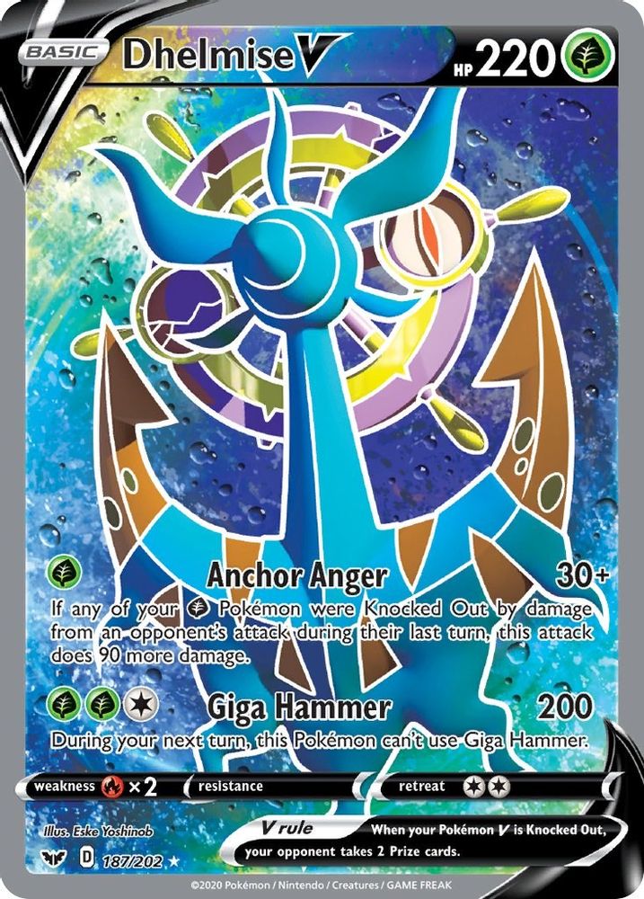 Dhelmise V (Full Art) 187 - Holofoil SWSH01 Sword & Shield Base Set - Ultra Rare