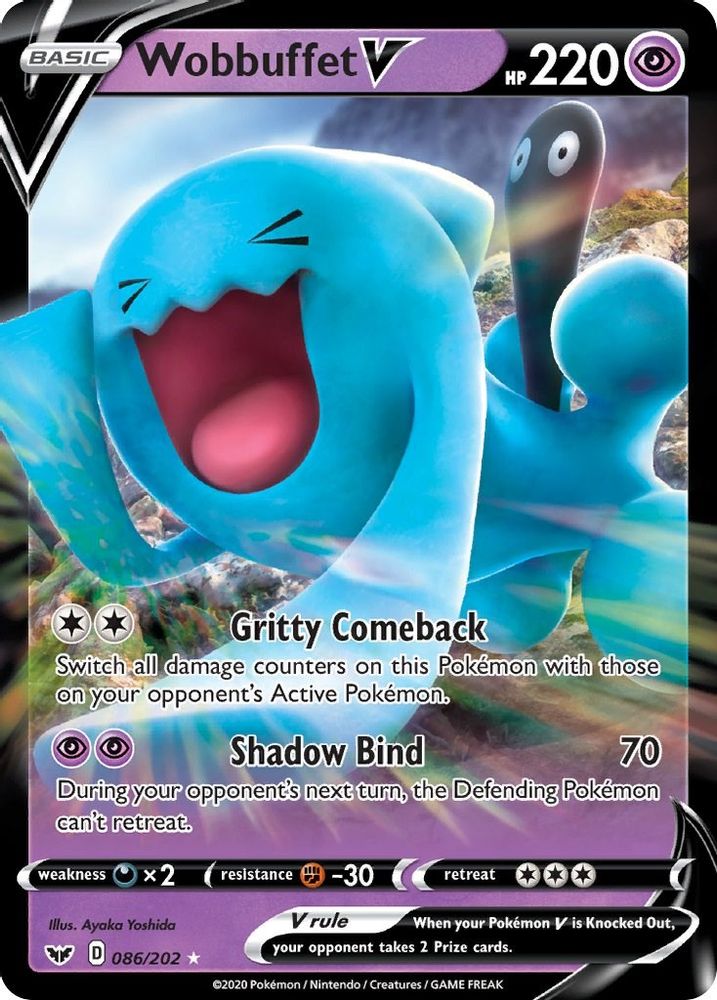 Wobbuffet V 086 - Holofoil SWSH01 Sword & Shield Base Set - Ultra Rare