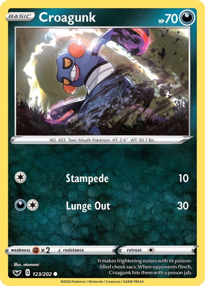 Croagunk 123 - Reverse Holofoil SWSH01 Sword & Shield Base Set - Common
