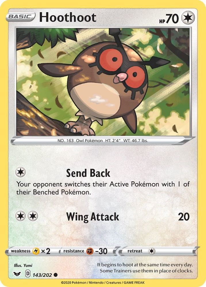 Hoothoot 143 SWSH01 Sword & Shield Base Set - Common