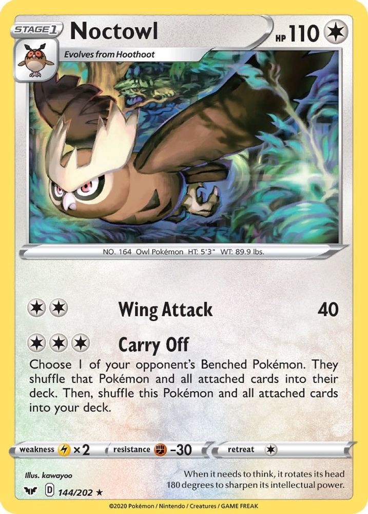 Noctowl/202 - Reverse Holofoil SWSH01 Sword & Shield Base Set - Rare