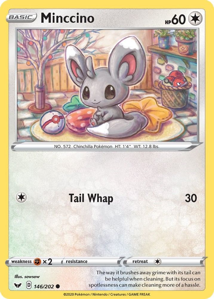 Minccino (146) (146) 146 - Reverse Holofoil SWSH01 Sword & Shield Base Set - Common