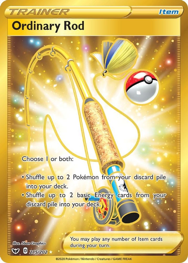 Ordinary Rod (Secret) 215 - Holofoil SWSH01 Sword & Shield Base Set - Secret Rare
