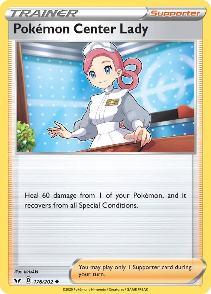 Pokemon Center Lady 176 - Reverse Holofoil SWSH01 Sword & Shield Base Set - Uncommon