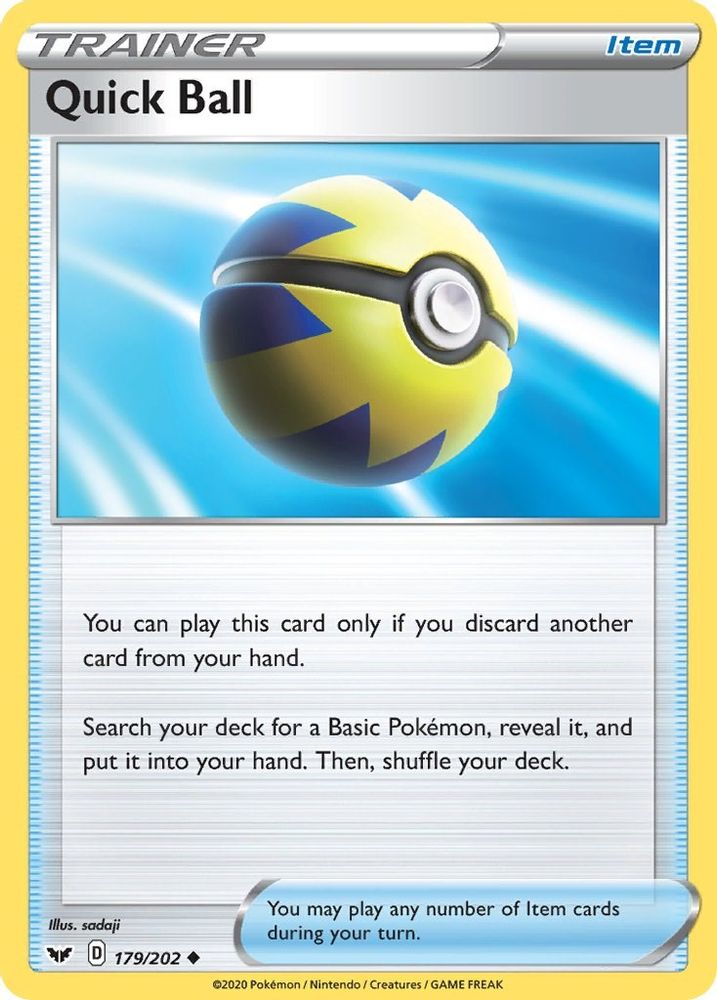 Quick Ball 179 - Reverse Holofoil SWSH01 Sword & Shield Base Set - Uncommon