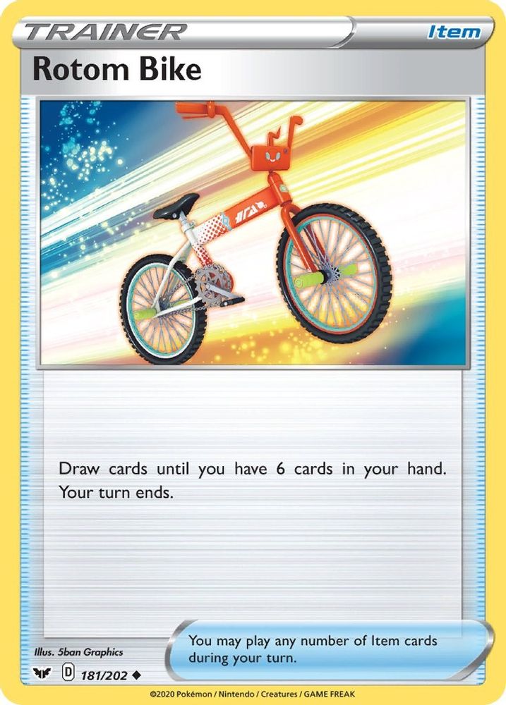 Rotom Bike 181 - Reverse Holofoil SWSH01 Sword & Shield Base Set - Uncommon