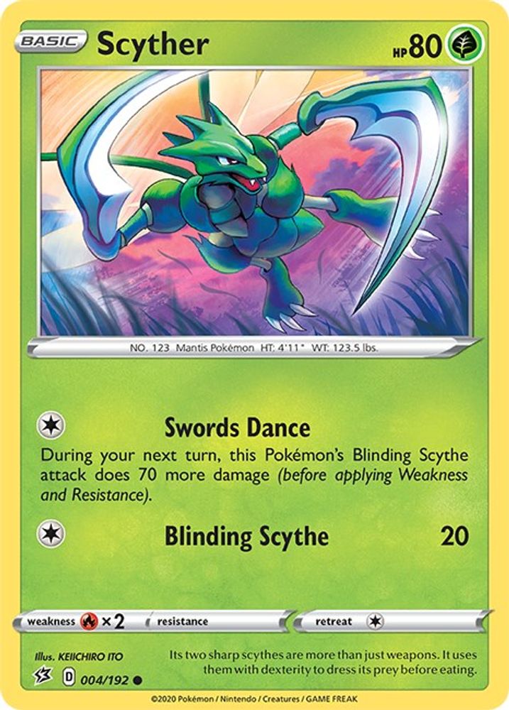 Scyther 004 - Reverse Holofoil SWSH02 Rebel Clash - Common