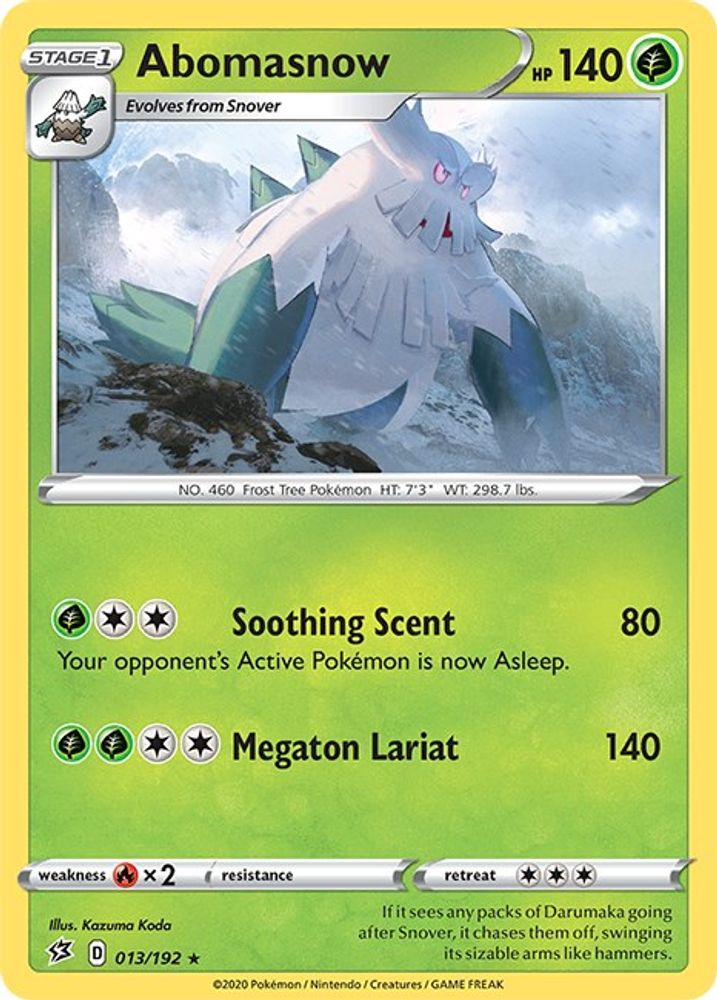 Abomasnow 013/192 - Reverse Holofoil SWSH02 Rebel Clash - Rare