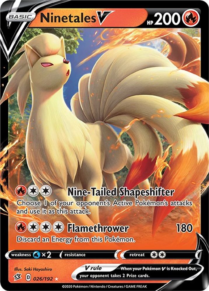 Ninetales V 026 - Holofoil SWSH02 Rebel Clash - Ultra Rare