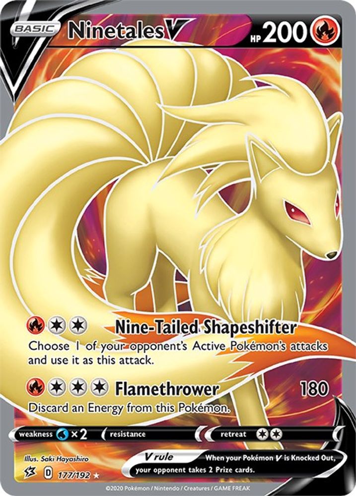 Ninetales V (Full Art) 177/192 - Holofoil SWSH02 Rebel Clash - Ultra Rare