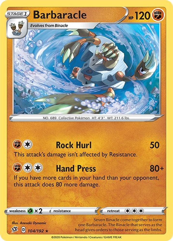 Barbaracle 104 - Reverse Holofoil SWSH02 Rebel Clash - Rare