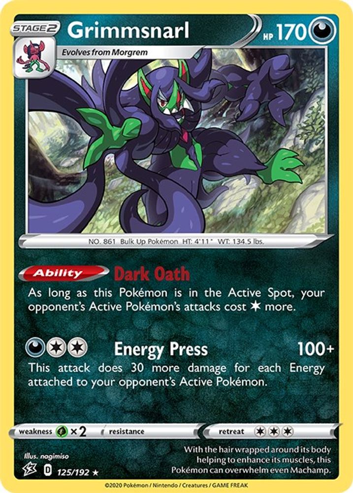 Grimmsnarl 125 - Reverse Holofoil SWSH02 Rebel Clash - Holo Rare
