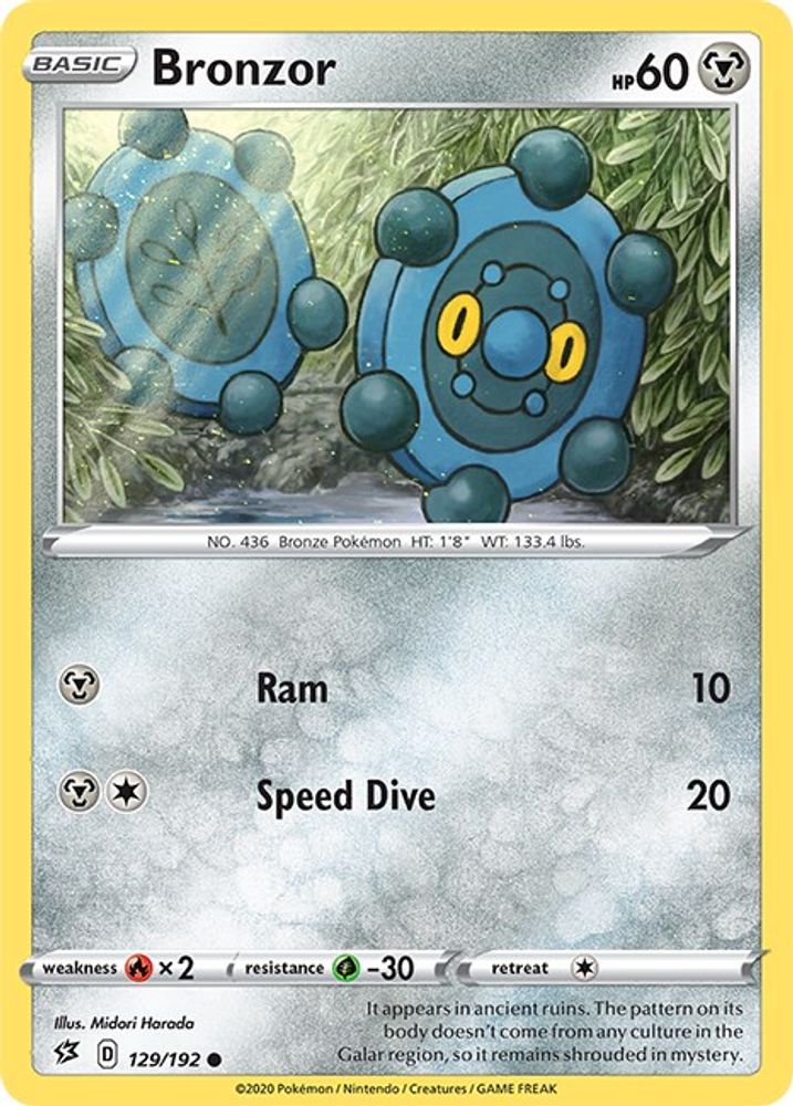 Bronzor 129 - Reverse Holofoil SWSH02 Rebel Clash - Common