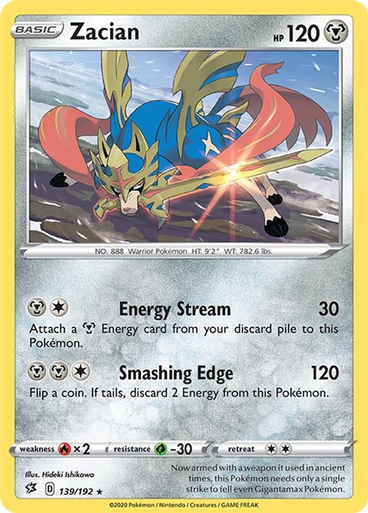Zacian 139 - Reverse Holofoil SWSH02 Rebel Clash - Rare