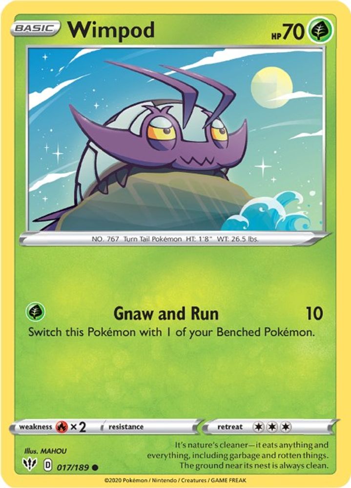 Wimpod 017 - Reverse Holofoil SWSH03 Darkness Ablaze - Common
