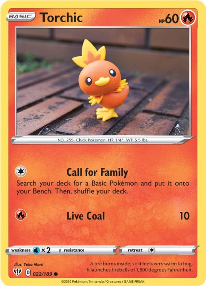 Torchic 022 - Reverse Holofoil SWSH03 Darkness Ablaze - Common