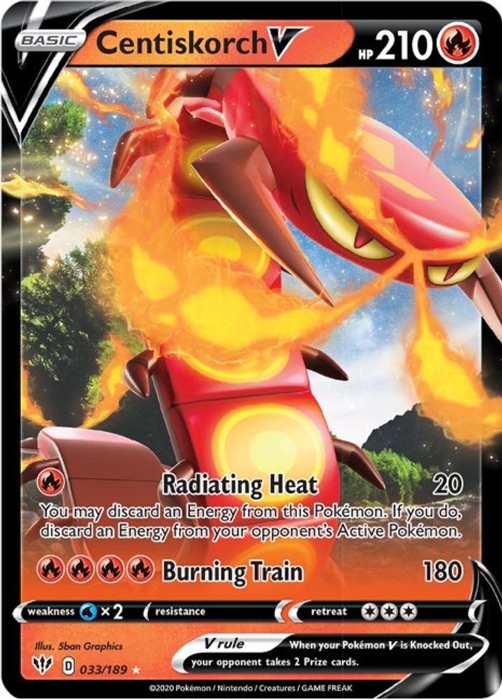 Centiskorch V 033 - Holofoil SWSH03 Darkness Ablaze - Ultra Rare