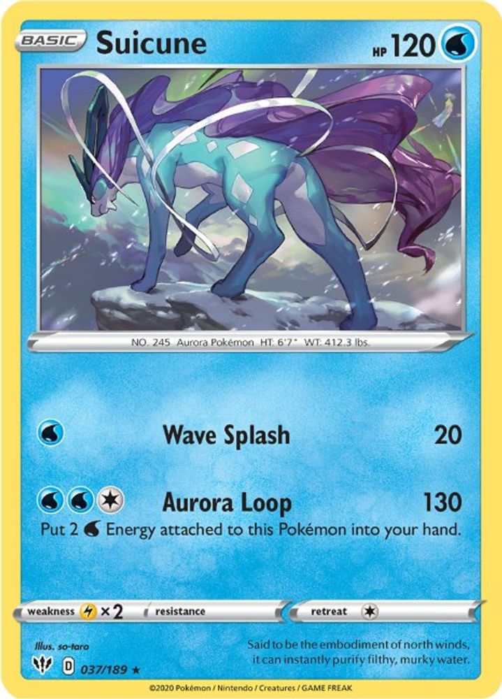 Suicune 037 - Holofoil SWSH03 Darkness Ablaze - Holo Rare