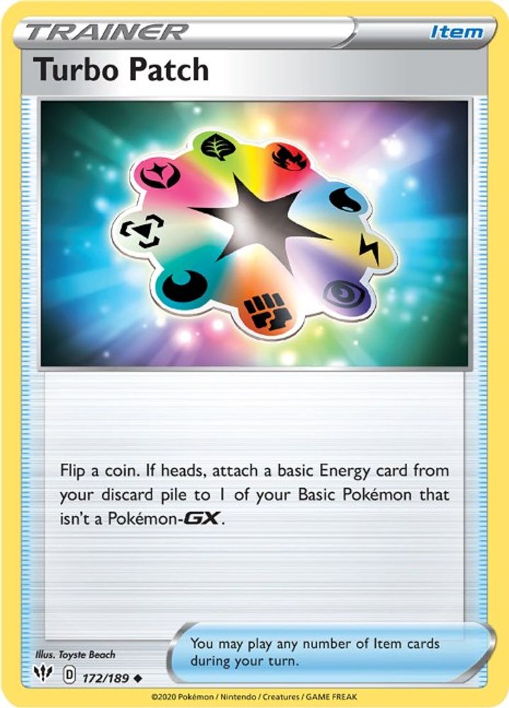 Turbo Patch 172 - Reverse Holofoil SWSH03 Darkness Ablaze - Uncommon