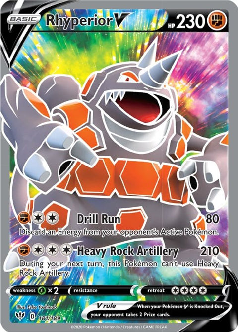 Rhyperior V (Full Art) 181 - Holofoil SWSH03 Darkness Ablaze - Ultra Rare
