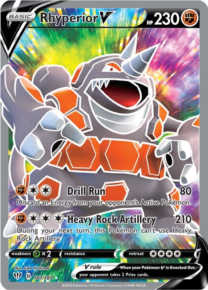 Rhyperior V (Full Art) 181 - Holofoil SWSH03 Darkness Ablaze - Ultra Rare