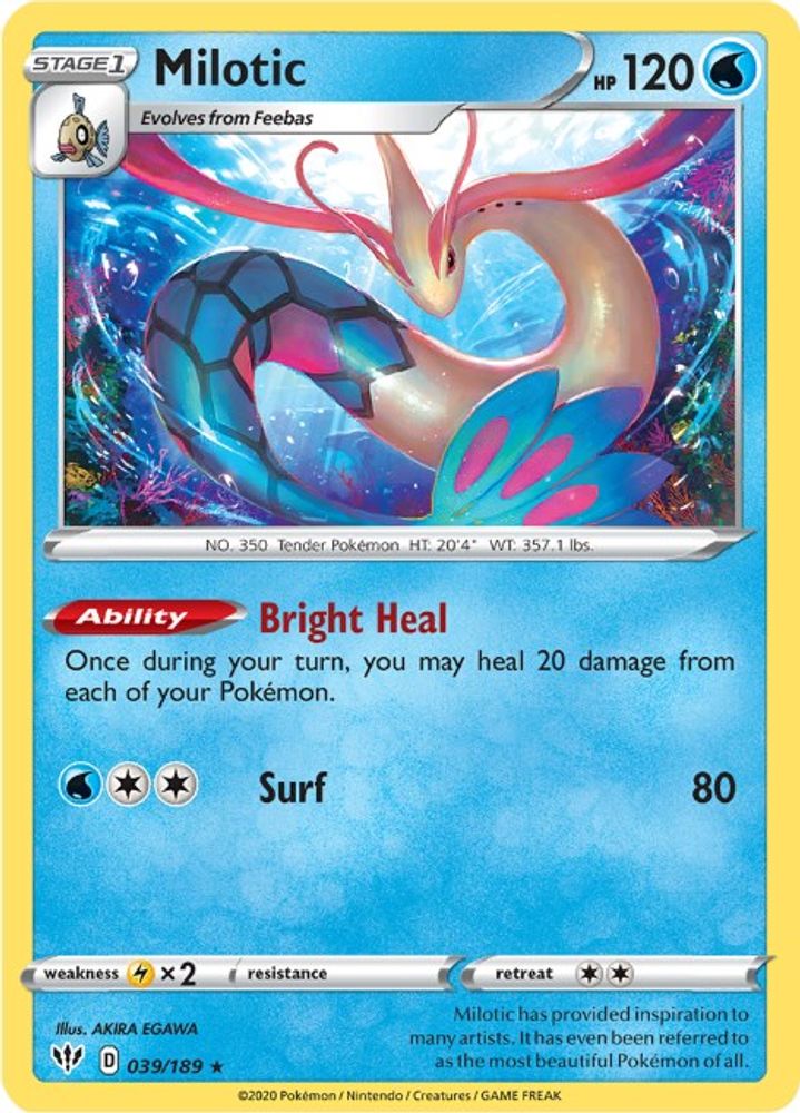 Milotic 039 - Holofoil SWSH03 Darkness Ablaze - Holo Rare