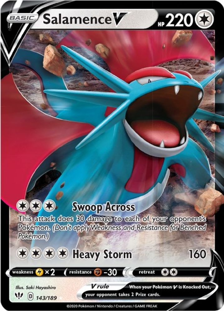 Salamence V 143 - Holofoil SWSH03 Darkness Ablaze - Ultra Rare