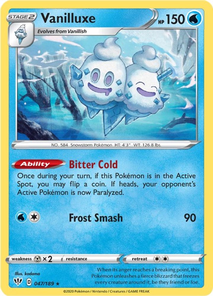 Vanilluxe 047 SWSH03 Darkness Ablaze - Rare