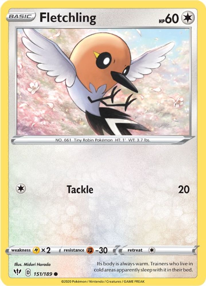 Fletchling 151 SWSH03 Darkness Ablaze - Common