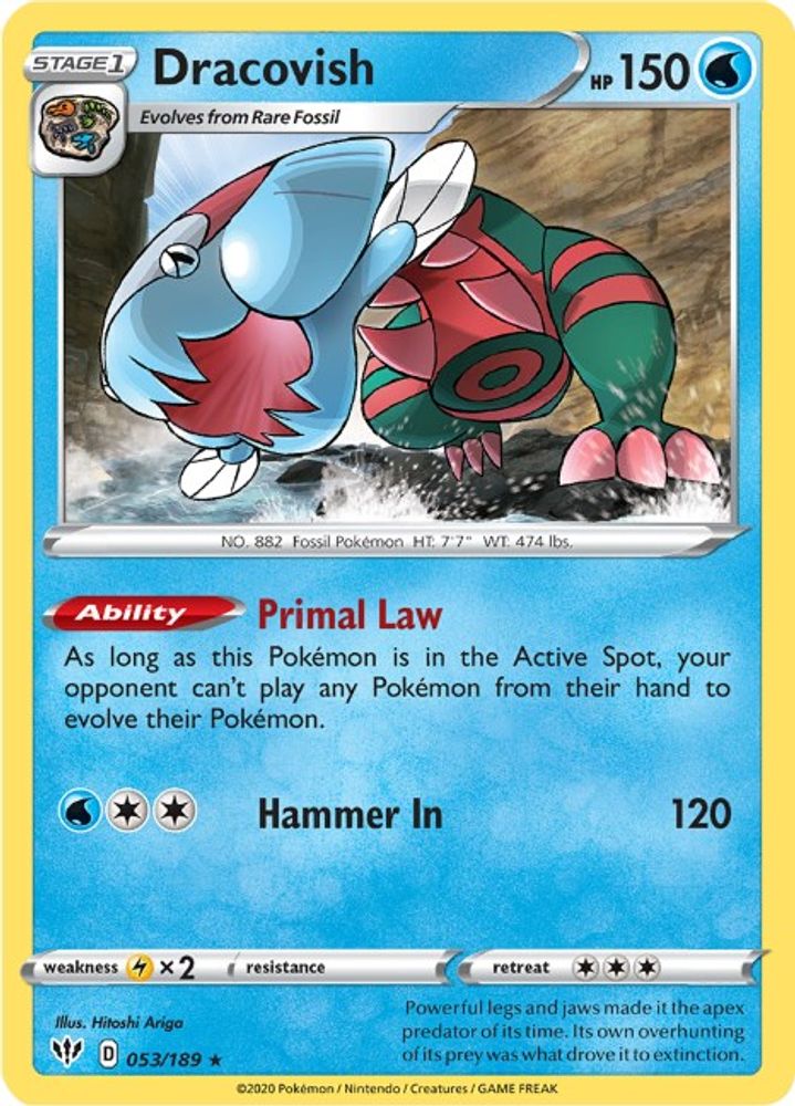 Dracovish 053 - Holofoil SWSH03 Darkness Ablaze - Holo Rare