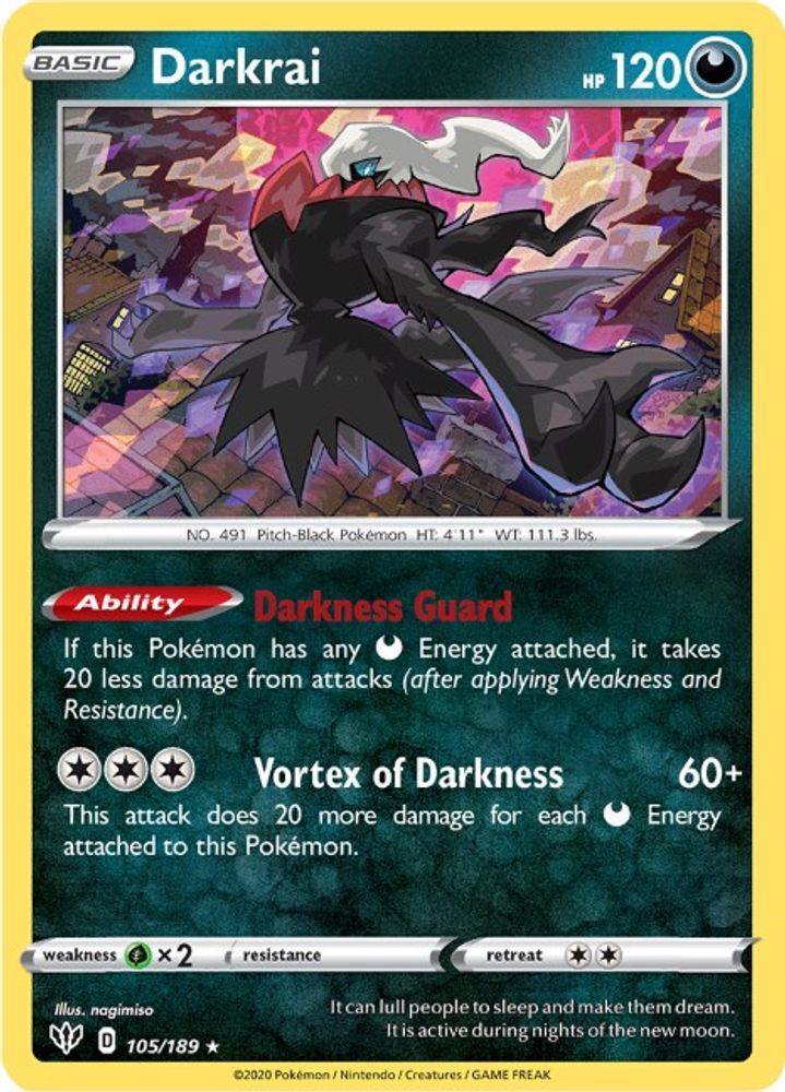 Darkrai 105 - Holofoil SWSH03 Darkness Ablaze - Holo Rare