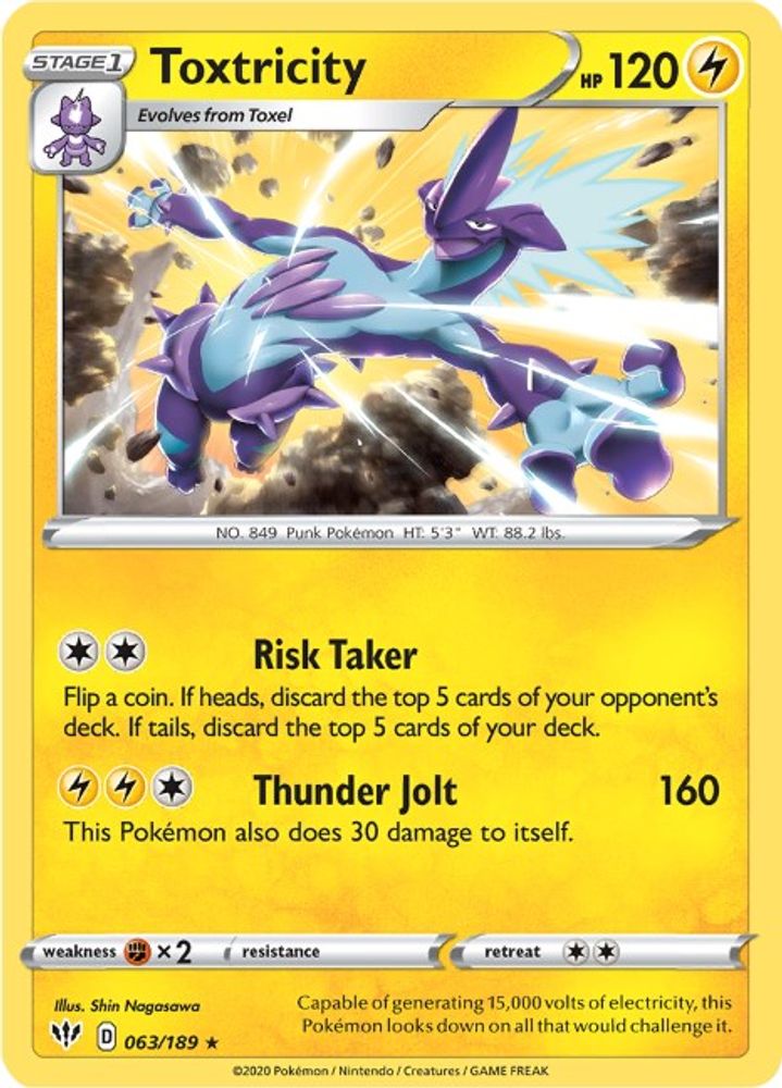 Toxtricity 063 - Holofoil SWSH03 Darkness Ablaze - Holo Rare