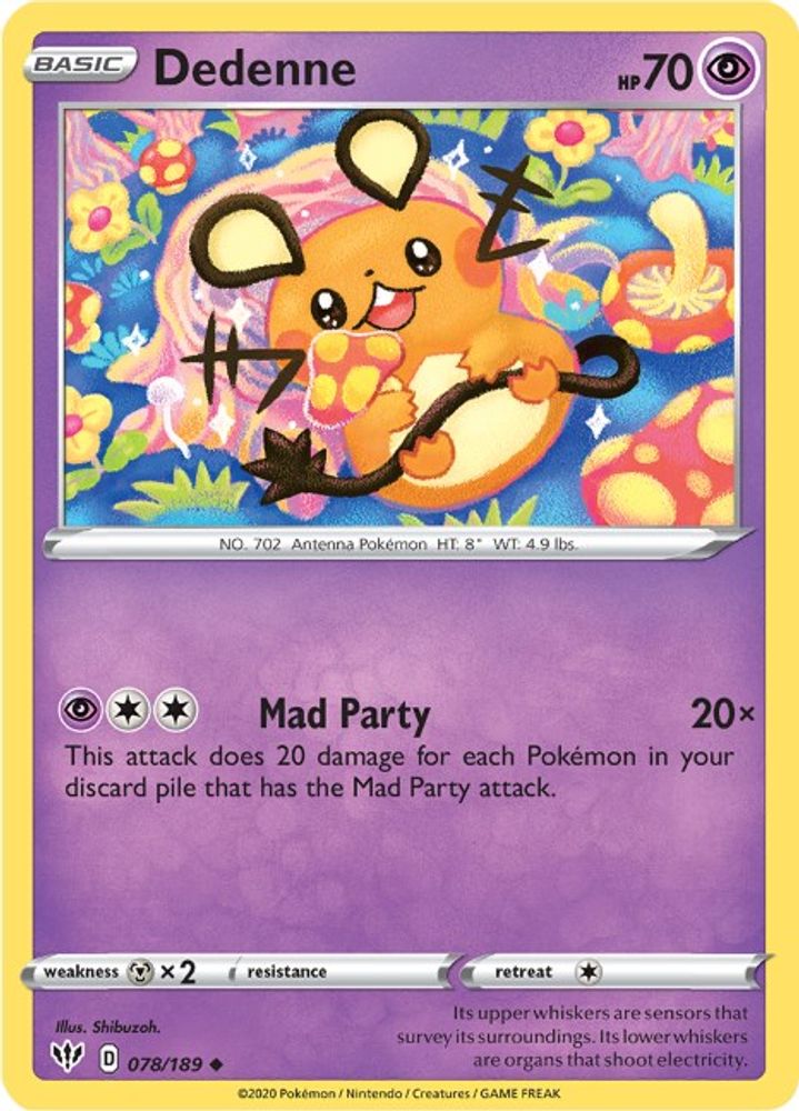 Dedenne 078 - Reverse Holofoil SWSH03 Darkness Ablaze - Uncommon