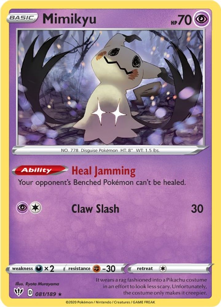 Mimikyu 081 - Reverse Holofoil SWSH03 Darkness Ablaze - Rare