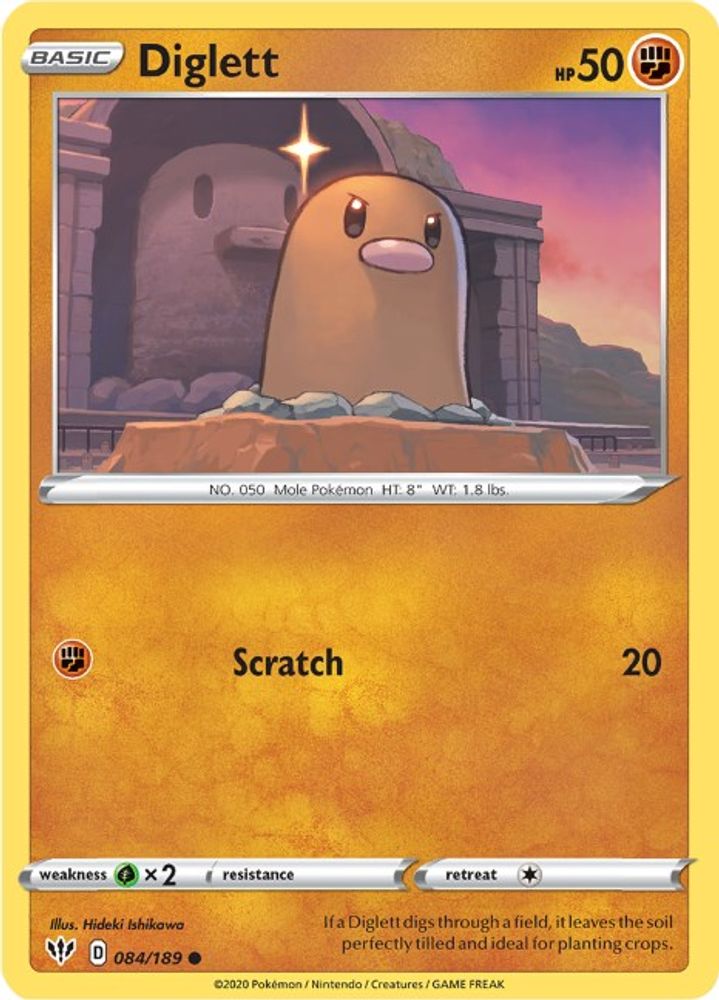 Diglett 084 - Reverse Holofoil SWSH03 Darkness Ablaze - Common