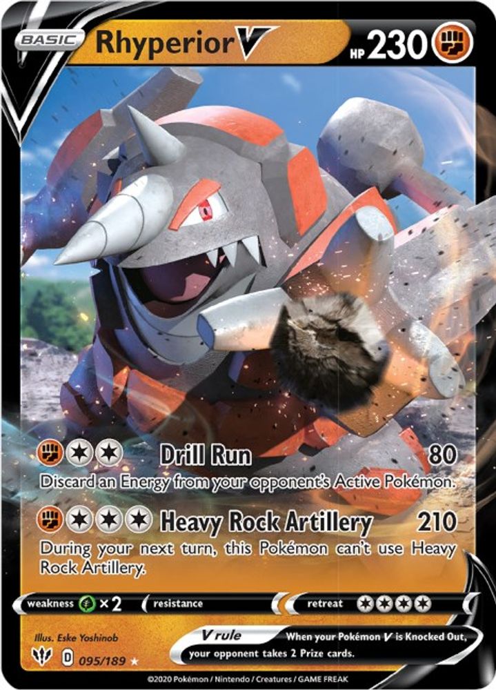 Rhyperior V 095 - Holofoil SWSH03 Darkness Ablaze - Ultra Rare