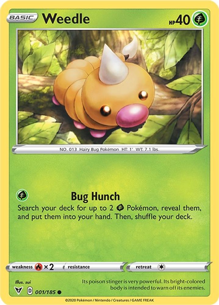 Weedle 001 - Reverse Holofoil SWSH04 Vivid Voltage - Common