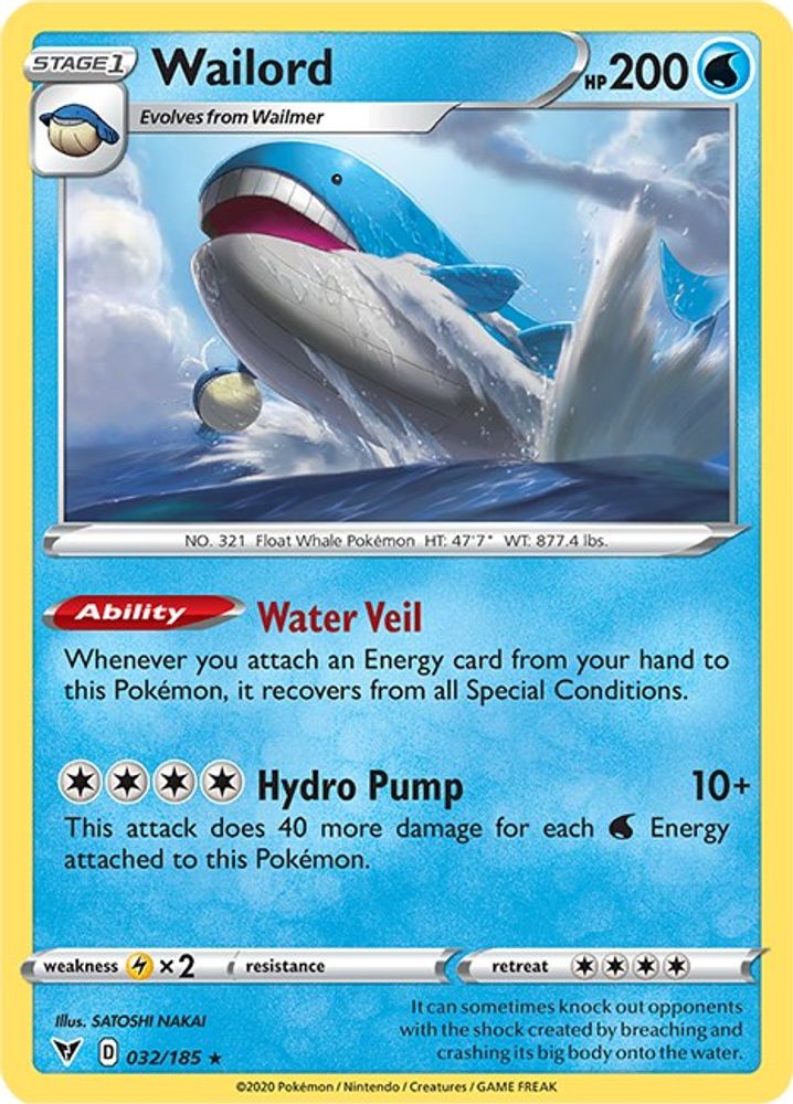 Wailord 032 - Reverse Holofoil SWSH04 Vivid Voltage - Holo Rare