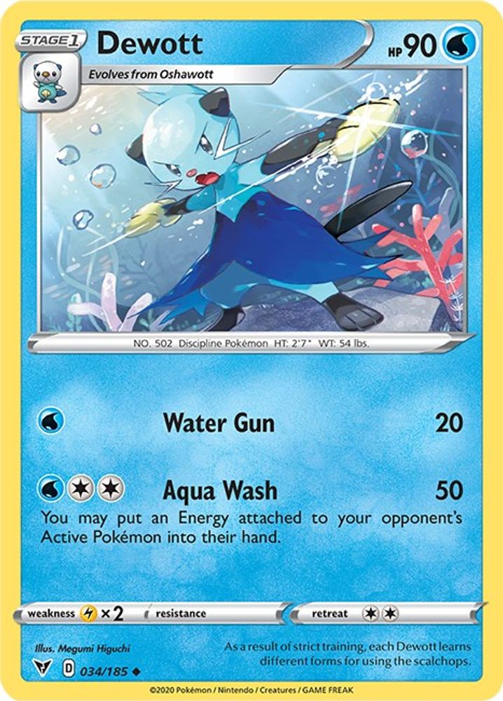 Dewott 034 - Reverse Holofoil SWSH04 Vivid Voltage - Uncommon
